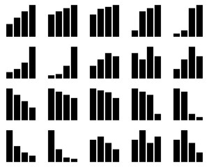 グラフ　セット　黒　ベクター　上昇　下降　シルエット