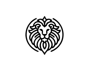 Lion head logo, lion head icon, lion face logo. Simple silhouette. Flat style. Logo design template. Vector illustration. Animal logotype concept.