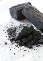 coal on a white background 
