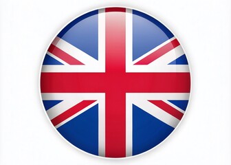 Flat design UK flag silhouette, a circular, simple graphic.