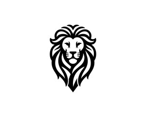 Lion head logo, lion head icon, lion face logo. Simple silhouette. Flat style. Logo design template. Vector illustration. Animal logotype concept.