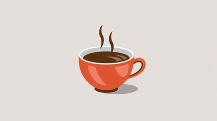 Obraz premium Cozy Orange Coffee Cup with Steam on a Minimalist Background