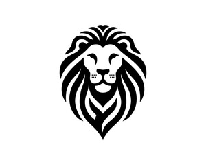 Lion head logo, lion head icon, lion face logo. Simple silhouette. Flat style. Logo design template. Vector illustration. Animal logotype concept.