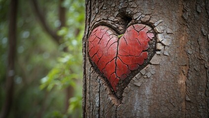Heart-Shaped Scratch on Tree’s Skin