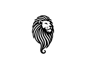 Lion head logo, lion head icon, lion face logo. Simple silhouette. Flat style. Logo design template. Vector illustration. Animal logotype concept.
