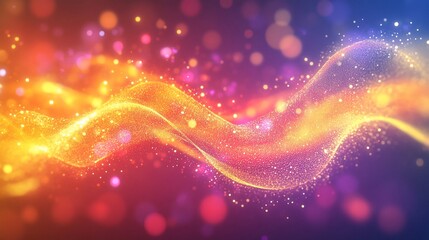 Abstract glowing wave with bokeh lights.