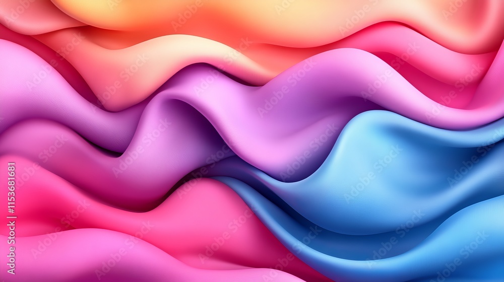 Poster flowing fabric fantasy vibrant colors and dynamic patterns in abstract textile design