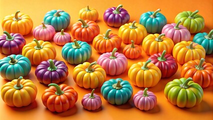 Halloween Candy Pumpkins Pastel Orange Background Banner