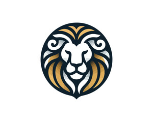 Lion head logo, lion head icon, lion face logo. Simple silhouette. Flat style. Logo design template. Vector illustration. Animal logotype concept.