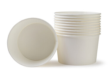 Paper bowls on white background. Isolated