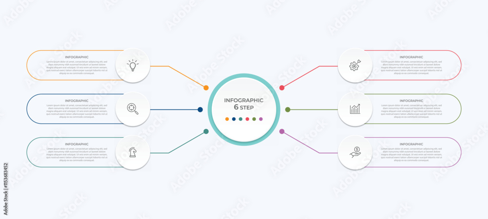 Aufkleber vector infographic label design with circle infographic template design and 4-5-6 options or steps. 