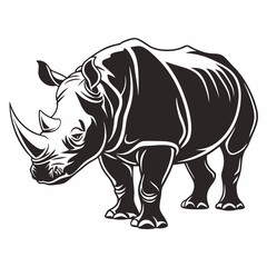 White Rhinoceros vector silhouette black design white background