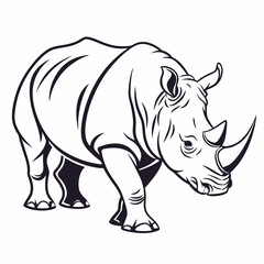 White Rhinoceros vector silhouette black design white background