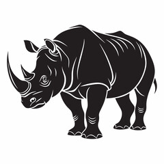 White Rhinoceros vector silhouette black design white background