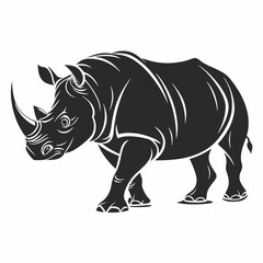 White Rhinoceros vector silhouette black design white background