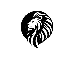Lion head logo, lion head icon, lion face logo. Simple silhouette. Flat style. Logo design template. Vector illustration. Animal logotype concept.