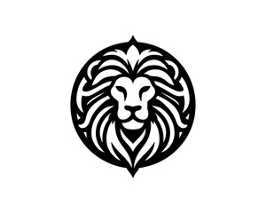 Lion head logo, lion head icon, lion face logo. Simple silhouette. Flat style. Logo design template. Vector illustration. Animal logotype concept.