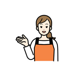Illustration of a housewife explaining with her hand.