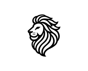 Lion head logo, lion head icon, lion face logo. Simple silhouette. Flat style. Logo design template. Vector illustration. Animal logotype concept.