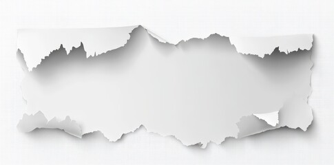 Fototapeta premium Torn paper with ragged edges and a hole in the middle, creating a blank space.