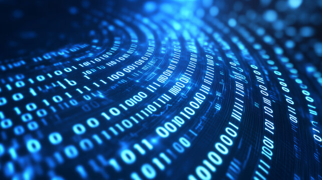 Blue binary code technology background