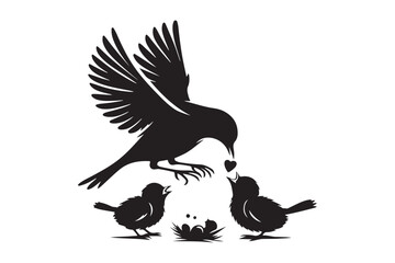 Artistic Silhouette of Bird with Spread Wings