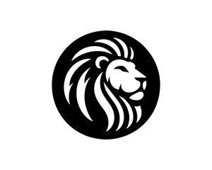 Lion head logo, lion head icon, lion face logo. Simple silhouette. Flat style. Logo design template. Vector illustration. Animal logotype concept.