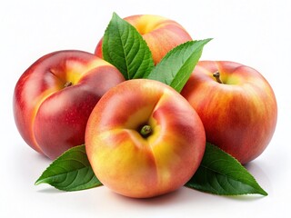 Ripe Peaches with Green Leaves - High Resolution Still Life