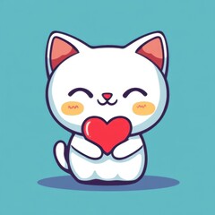 Cute Cat With Love Sign Hand Cartoon Illustration. 