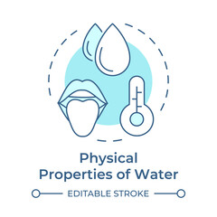 Physical properties of water soft blue concept icon. Studying liquid characteristics. Natural source. Round shape line illustration. Abstract idea. Graphic design. Easy to use in booklet