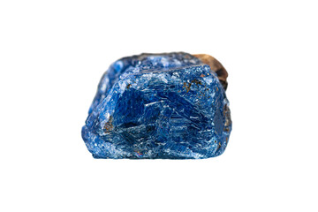 Natural rough blue sapphire gemstone on white background (corundum gemstone group)(selective focus)