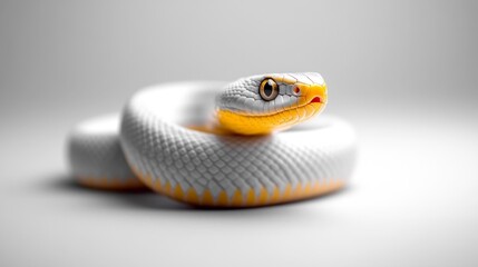 Fototapeta premium White Snake with Vibrant Yellow Accents. Generative AI