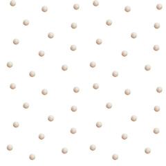Watercolor hand-drawn seamless pattern with pearls on white background