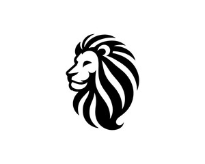 Lion head logo, lion head icon, lion face logo. Simple silhouette. Flat style. Logo design template. Vector illustration. Animal logotype concept.