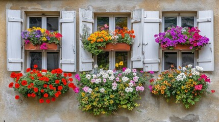 Charming Historical Building with Flower Boxes