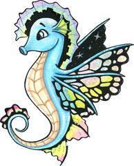 Fototapeta premium Seahorse cartoon watercolor.
