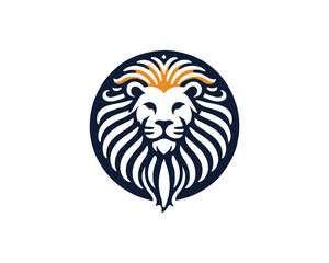 Lion head logo, lion head icon, lion face logo. Simple silhouette. Flat style. Logo design template. Vector illustration. Animal logotype concept.