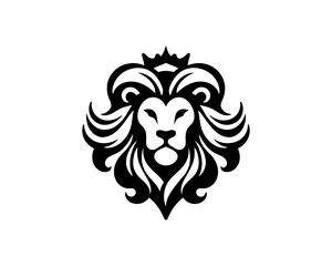 Lion head logo, lion head icon, lion face logo. Simple silhouette. Flat style. Logo design template. Vector illustration. Animal logotype concept.