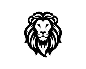 Lion head logo, lion head icon, lion face logo. Simple silhouette. Flat style. Logo design template. Vector illustration. Animal logotype concept.