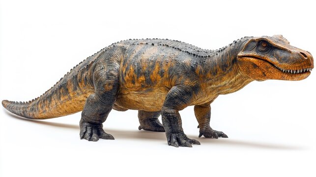 Realistic Dakosaurus dinosaur on white background. Generative AI