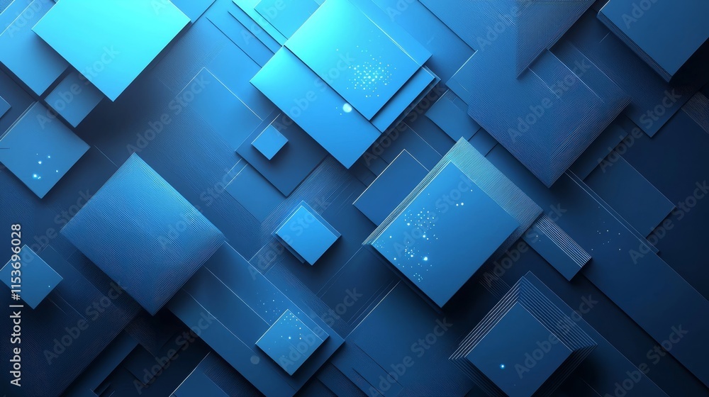 Fototapete abstract blue geometric shapes create a modern digital background with layered elements and varying 
