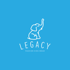 Minimalist baby elephant logo design vector template for kids wear and fashion kids brand label