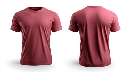Burgundy T-Shirt Mockup on White Background. Generative AI