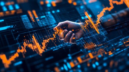 Digital Financial Collaboration Handshake On Chart Analysis Interface, Investment Technology