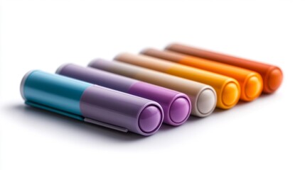 Colorful Whiteboard Markers on White Background. Generative AI