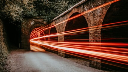 Fototapeta premium Dynamic Nighttime Overpass with Speeding Cars