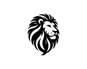 Lion head logo, lion head icon, lion face logo. Simple silhouette. Flat style. Logo design template. Vector illustration. Animal logotype concept.