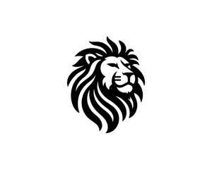 Lion head logo, lion head icon, lion face logo. Simple silhouette. Flat style. Logo design template. Vector illustration. Animal logotype concept.