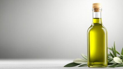 Glass Bottle of Olive Oil Isolated on White. Generative AI
