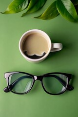 Studio shoot of coffee mug with a mustache, perfect for Father's Day celebration.